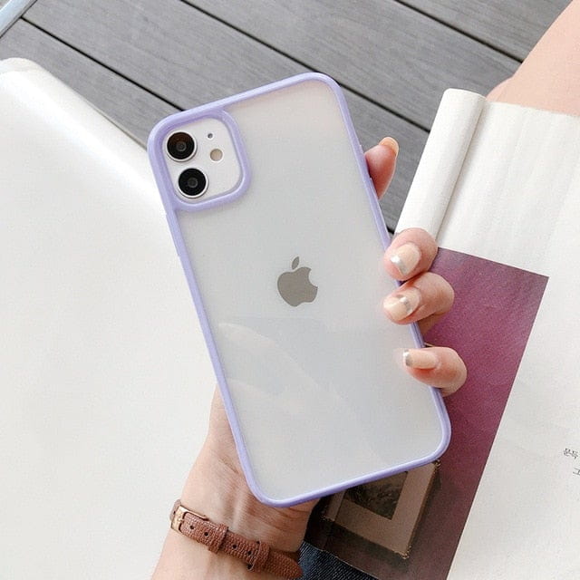 Clear Solid Candy Color Phone Case For iPhone 12 11 Pro Max X XR XS Max 7 8 6 Plus Hard Acrylic Back Cover For iPhone 13 Pro Max freeshipping - Best iPhone Cases Accessories