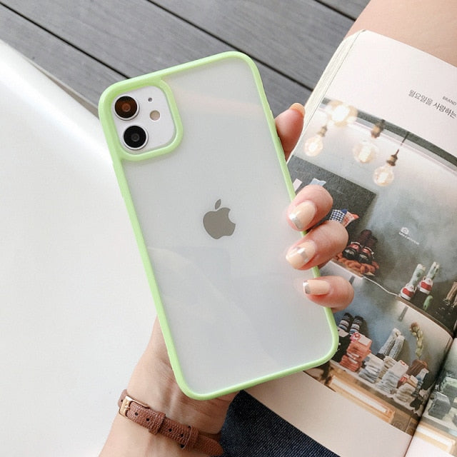 Clear Solid Candy Color Phone Case For iPhone 12 11 Pro Max X XR XS Max 7 8 6 Plus Hard Acrylic Back Cover For iPhone 13 Pro Max freeshipping - Best iPhone Cases Accessories