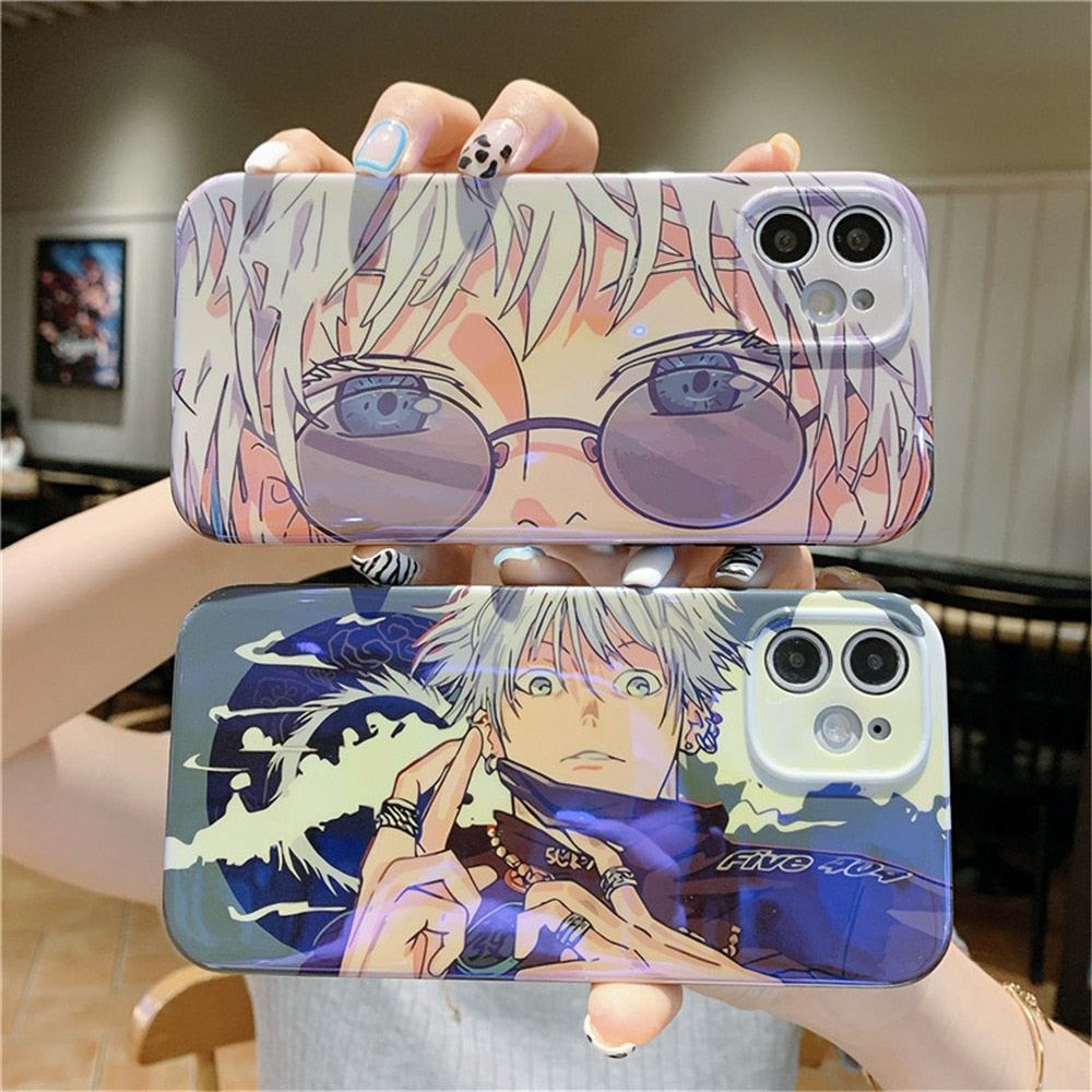 Hot Serial Anime Jujutsu Kaisen Gojo Satoru Phone Case for iphone 13 Pro Max 12 11 X Xs XR 7 8 Plus Blu-ray Soft Silicon Cover freeshipping - Best iPhone Cases Accessories