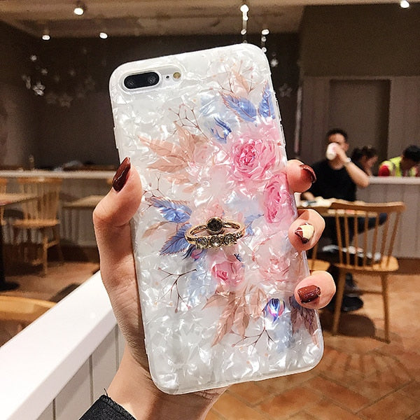 LOVECOM Retro Floral Ring Stand Phone Case For iPhone 13 12 11 Pro Max XR XS Max X XS 7 8 Plus Case Soft IMD Dream Shell Cover freeshipping - Best iPhone Cases Accessories