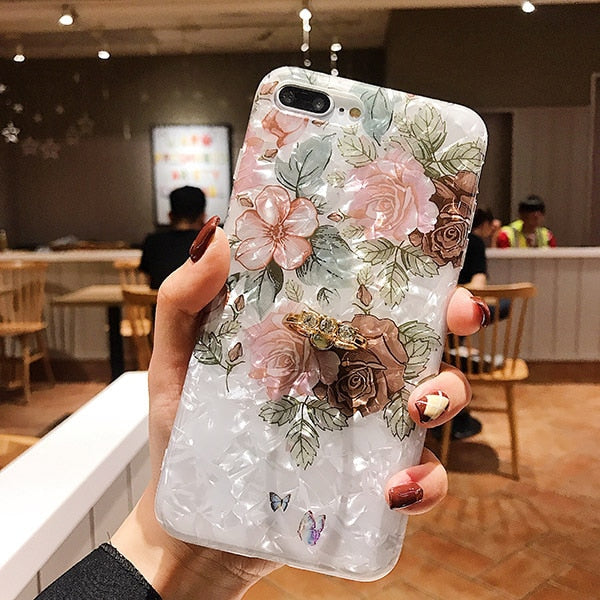 LOVECOM Retro Floral Ring Stand Phone Case For iPhone 13 12 11 Pro Max XR XS Max X XS 7 8 Plus Case Soft IMD Dream Shell Cover freeshipping - Best iPhone Cases Accessories