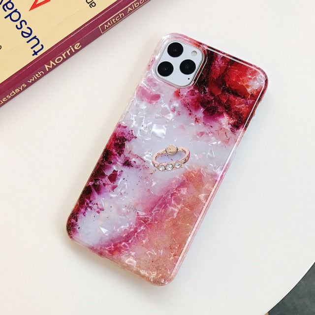 LOVECOM Retro Floral Ring Stand Phone Case For iPhone 13 12 11 Pro Max XR XS Max X XS 7 8 Plus Case Soft IMD Dream Shell Cover freeshipping - Best iPhone Cases Accessories