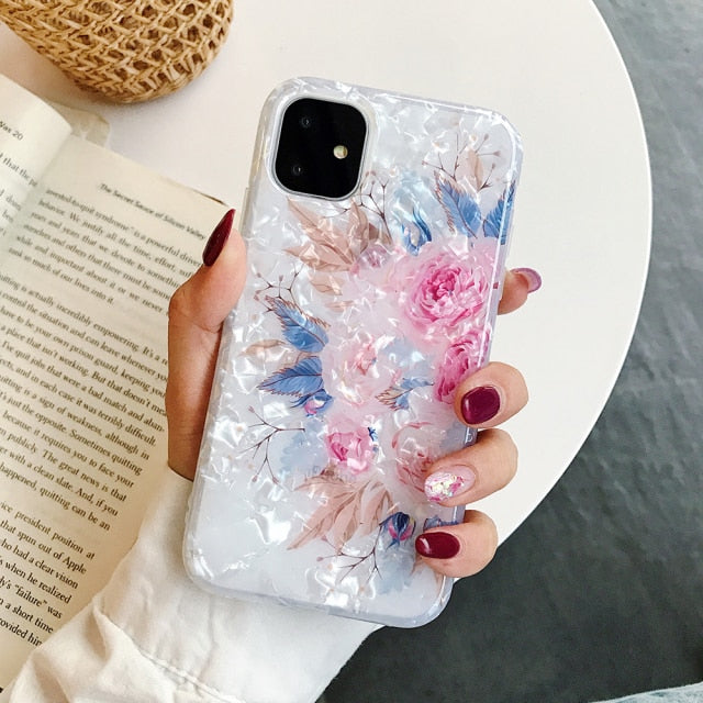 LOVECOM Retro Floral Ring Stand Phone Case For iPhone 13 12 11 Pro Max XR XS Max X XS 7 8 Plus Case Soft IMD Dream Shell Cover freeshipping - Best iPhone Cases Accessories
