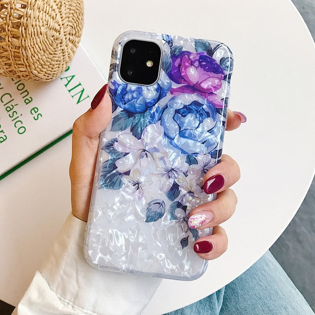 LOVECOM Retro Floral Ring Stand Phone Case For iPhone 13 12 11 Pro Max XR XS Max X XS 7 8 Plus Case Soft IMD Dream Shell Cover freeshipping - Best iPhone Cases Accessories