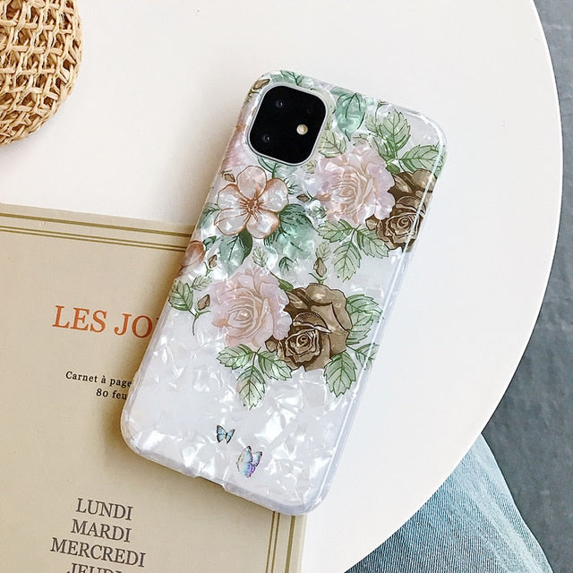 LOVECOM Retro Floral Ring Stand Phone Case For iPhone 13 12 11 Pro Max XR XS Max X XS 7 8 Plus Case Soft IMD Dream Shell Cover freeshipping - Best iPhone Cases Accessories