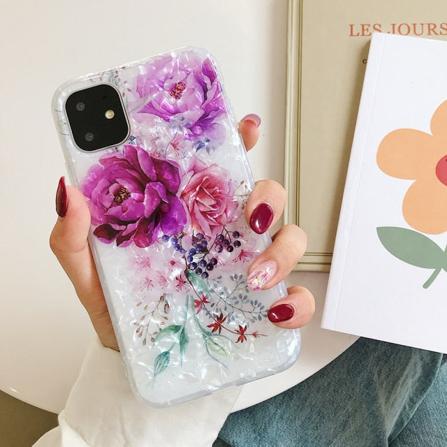 LOVECOM Retro Floral Ring Stand Phone Case For iPhone 13 12 11 Pro Max XR XS Max X XS 7 8 Plus Case Soft IMD Dream Shell Cover freeshipping - Best iPhone Cases Accessories
