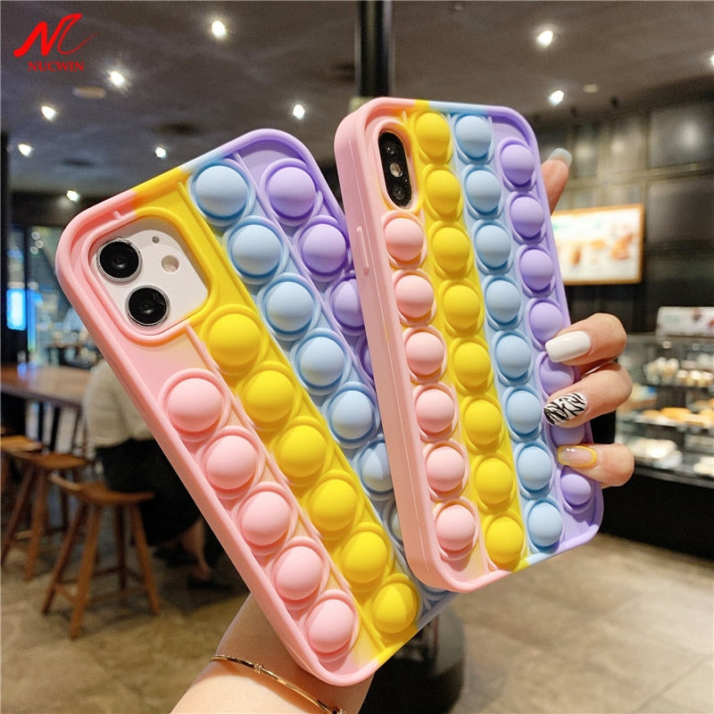 for iPhone Xr Bubble Case For iPhone 12 11 13 Pro Max Mini 7 8 XS XR SE Cover Reliver Stress Fidget Toys Push Bubble Antistress freeshipping - Best iPhone Cases Accessories