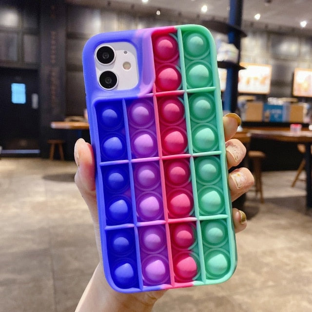 for iPhone Xr Bubble Case For iPhone 12 11 13 Pro Max Mini 7 8 XS XR SE Cover Reliver Stress Fidget Toys Push Bubble Antistress freeshipping - Best iPhone Cases Accessories