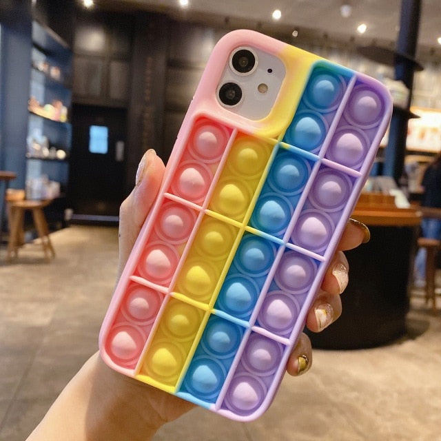 for iPhone Xr Bubble Case For iPhone 12 11 13 Pro Max Mini 7 8 XS XR SE Cover Reliver Stress Fidget Toys Push Bubble Antistress freeshipping - Best iPhone Cases Accessories