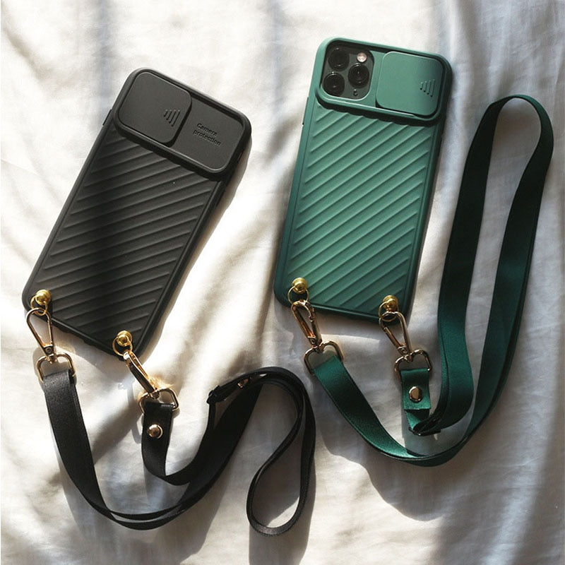 Slide Camera Protect Chain Necklace Cell Phone Case For iPhone 13 12 Pro MAX X XS XR 7 8 Plus Lanyard Neck Strap Rope Cord Cover freeshipping - Best iPhone Cases Accessories