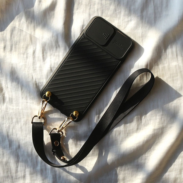 Slide Camera Protect Chain Necklace Cell Phone Case For iPhone 13 12 Pro MAX X XS XR 7 8 Plus Lanyard Neck Strap Rope Cord Cover freeshipping - Best iPhone Cases Accessories