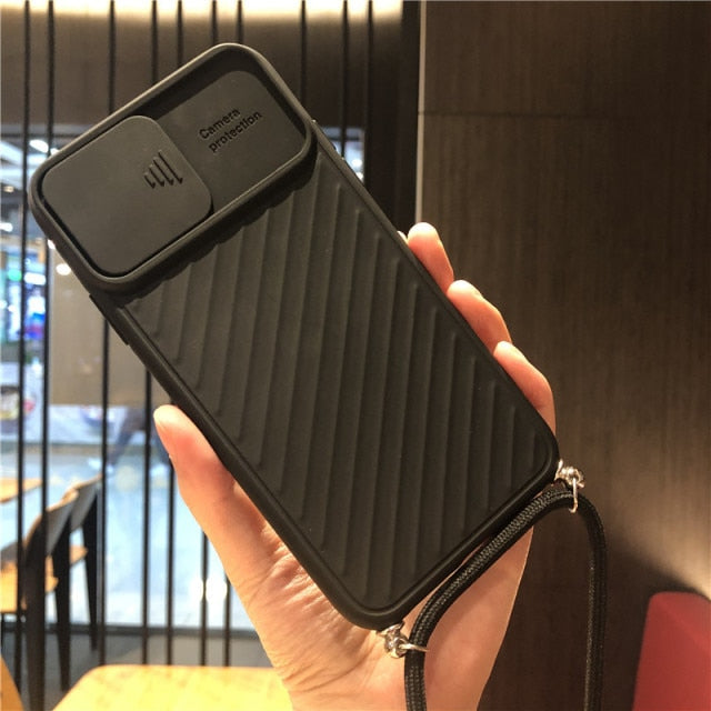 Slide Camera Protect Chain Necklace Cell Phone Case For iPhone 13 12 Pro MAX X XS XR 7 8 Plus Lanyard Neck Strap Rope Cord Cover freeshipping - Best iPhone Cases Accessories