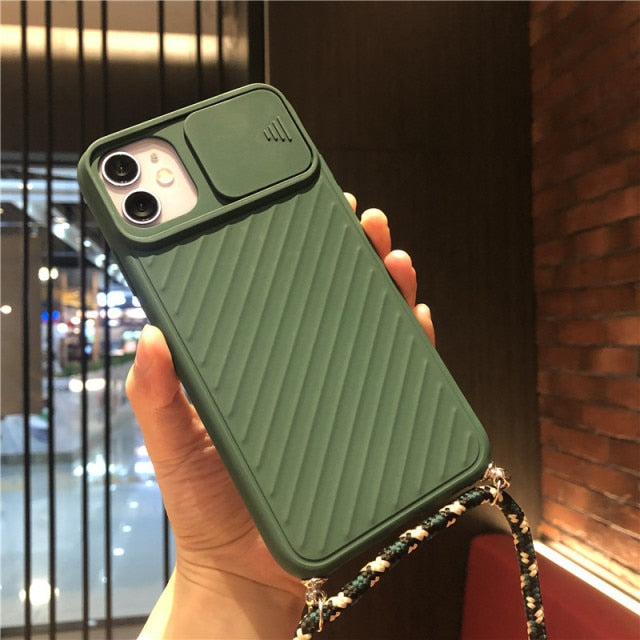Slide Camera Protect Chain Necklace Cell Phone Case For iPhone 13 12 Pro MAX X XS XR 7 8 Plus Lanyard Neck Strap Rope Cord Cover freeshipping - Best iPhone Cases Accessories