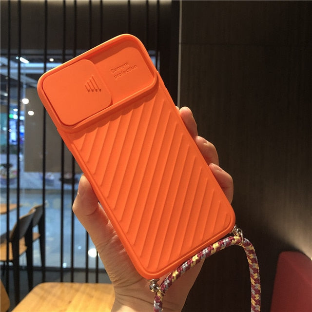 Slide Camera Protect Chain Necklace Cell Phone Case For iPhone 13 12 Pro MAX X XS XR 7 8 Plus Lanyard Neck Strap Rope Cord Cover freeshipping - Best iPhone Cases Accessories