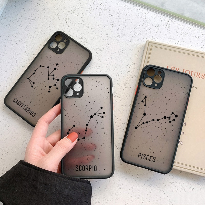 Twelve constellations Phone Case For iPhone 8 7 Plus SE 2 X XR XS Max Cases For iPhone 11 12 13 Pro Max Mini Hard PC Back Cover freeshipping - Best iPhone Cases Accessories