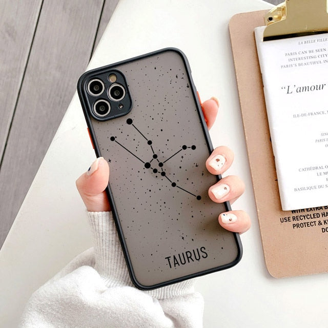 Twelve constellations Phone Case For iPhone 8 7 Plus SE 2 X XR XS Max Cases For iPhone 11 12 13 Pro Max Mini Hard PC Back Cover freeshipping - Best iPhone Cases Accessories