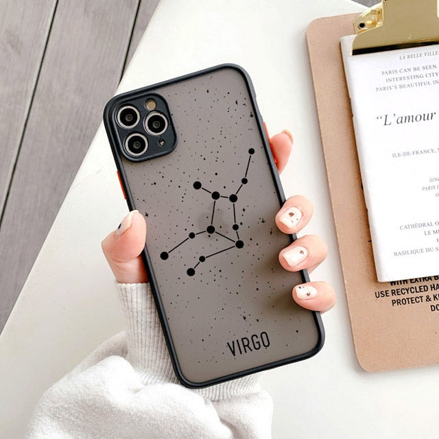 Twelve constellations Phone Case For iPhone 8 7 Plus SE 2 X XR XS Max Cases For iPhone 11 12 13 Pro Max Mini Hard PC Back Cover freeshipping - Best iPhone Cases Accessories