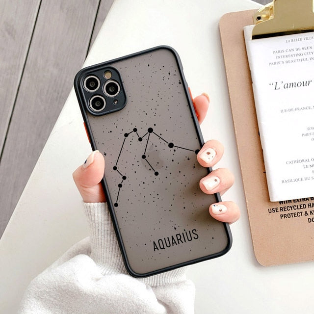 Twelve constellations Phone Case For iPhone 8 7 Plus SE 2 X XR XS Max Cases For iPhone 11 12 13 Pro Max Mini Hard PC Back Cover freeshipping - Best iPhone Cases Accessories