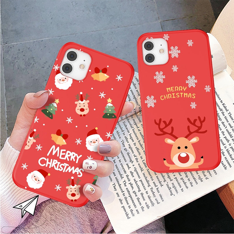 UIGO Cartoon Christmas Phone Case For iPhone 13 11 12 Pro Max 7 8 6 6S Plus 12 Santa Claus Lovely Cover For iPhone XR X Xs SE freeshipping - Best iPhone Cases Accessories