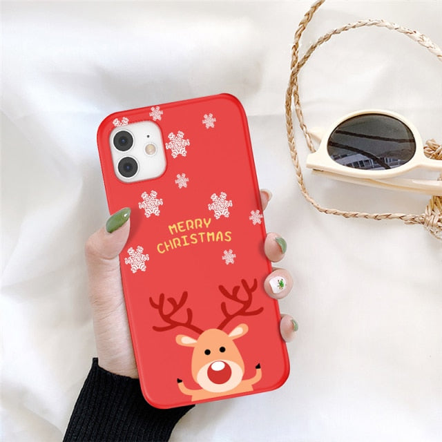 UIGO Cartoon Christmas Phone Case For iPhone 13 11 12 Pro Max 7 8 6 6S Plus 12 Santa Claus Lovely Cover For iPhone XR X Xs SE freeshipping - Best iPhone Cases Accessories