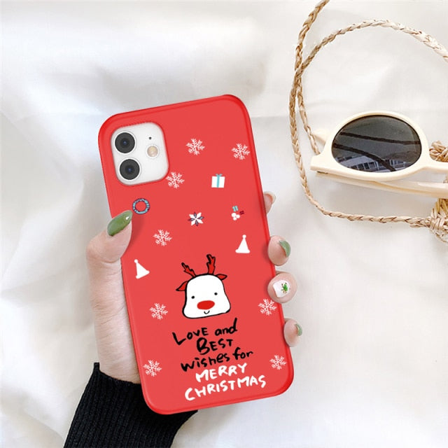 UIGO Cartoon Christmas Phone Case For iPhone 13 11 12 Pro Max 7 8 6 6S Plus 12 Santa Claus Lovely Cover For iPhone XR X Xs SE freeshipping - Best iPhone Cases Accessories