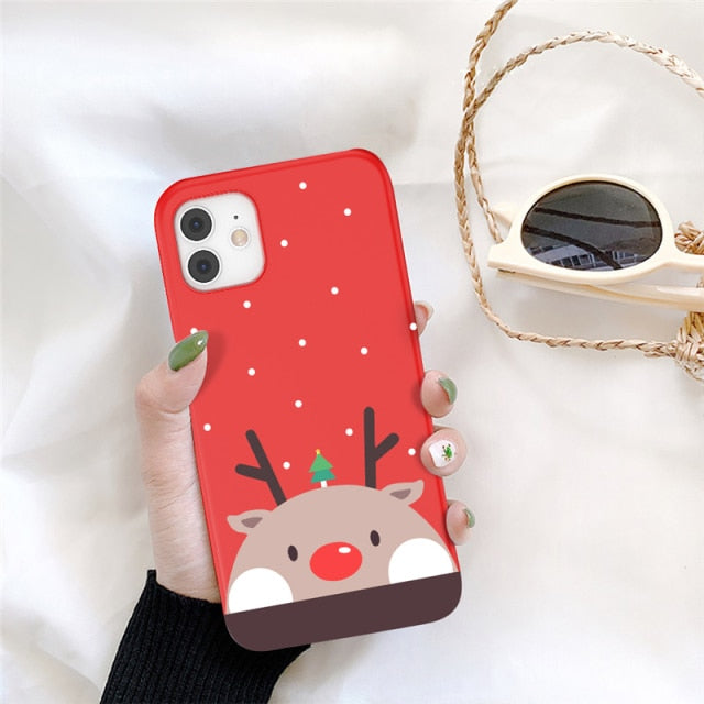 UIGO Cartoon Christmas Phone Case For iPhone 13 11 12 Pro Max 7 8 6 6S Plus 12 Santa Claus Lovely Cover For iPhone XR X Xs SE freeshipping - Best iPhone Cases Accessories