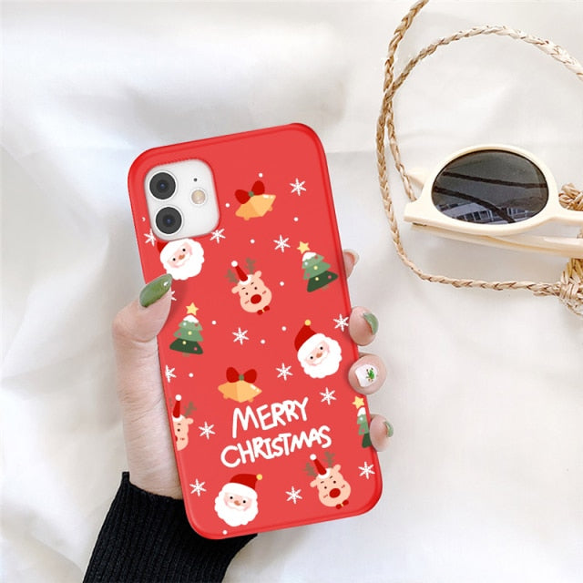 UIGO Cartoon Christmas Phone Case For iPhone 13 11 12 Pro Max 7 8 6 6S Plus 12 Santa Claus Lovely Cover For iPhone XR X Xs SE freeshipping - Best iPhone Cases Accessories