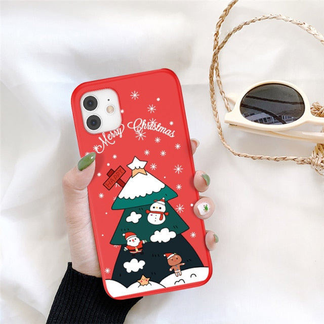 UIGO Cartoon Christmas Phone Case For iPhone 13 11 12 Pro Max 7 8 6 6S Plus 12 Santa Claus Lovely Cover For iPhone XR X Xs SE freeshipping - Best iPhone Cases Accessories