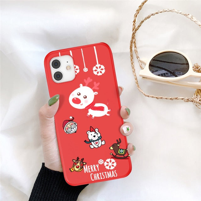 UIGO Cartoon Christmas Phone Case For iPhone 13 11 12 Pro Max 7 8 6 6S Plus 12 Santa Claus Lovely Cover For iPhone XR X Xs SE freeshipping - Best iPhone Cases Accessories