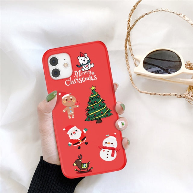 UIGO Cartoon Christmas Phone Case For iPhone 13 11 12 Pro Max 7 8 6 6S Plus 12 Santa Claus Lovely Cover For iPhone XR X Xs SE freeshipping - Best iPhone Cases Accessories