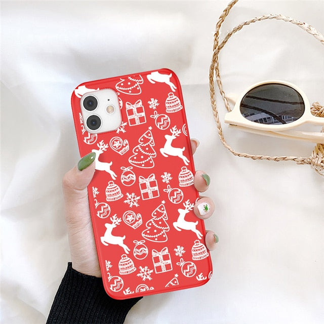 UIGO Cartoon Christmas Phone Case For iPhone 13 11 12 Pro Max 7 8 6 6S Plus 12 Santa Claus Lovely Cover For iPhone XR X Xs SE freeshipping - Best iPhone Cases Accessories