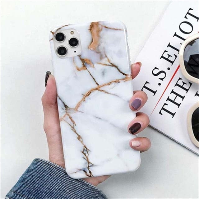 Ottwn Marble Stone Texture Phone Case For iPhone 12 13 Mini Pro Max 11 Pro Max X XR XS Max 7 8 6s Plus SE 2020 Soft IMD Cover freeshipping - Best iPhone Cases Accessories