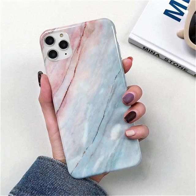 Ottwn Marble Stone Texture Phone Case For iPhone 12 13 Mini Pro Max 11 Pro Max X XR XS Max 7 8 6s Plus SE 2020 Soft IMD Cover freeshipping - Best iPhone Cases Accessories
