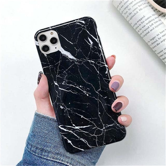 Ottwn Marble Stone Texture Phone Case For iPhone 12 13 Mini Pro Max 11 Pro Max X XR XS Max 7 8 6s Plus SE 2020 Soft IMD Cover freeshipping - Best iPhone Cases Accessories
