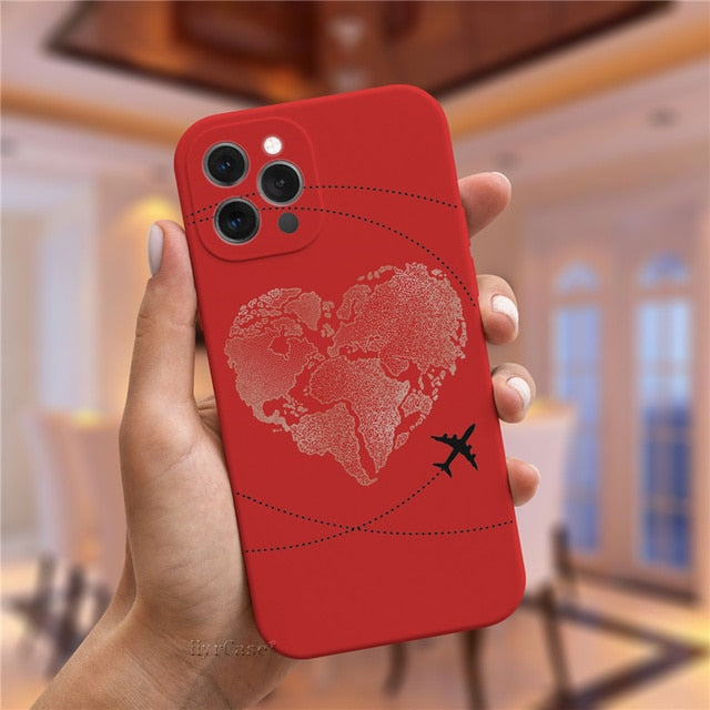 Luxury Popular Planes World Map Travel Silicone Case For iPhone 11 12 13 Pro MAX X XS XR 7 8 Plus Cute Candy Matte Soft Cover freeshipping - Best iPhone Cases Accessories