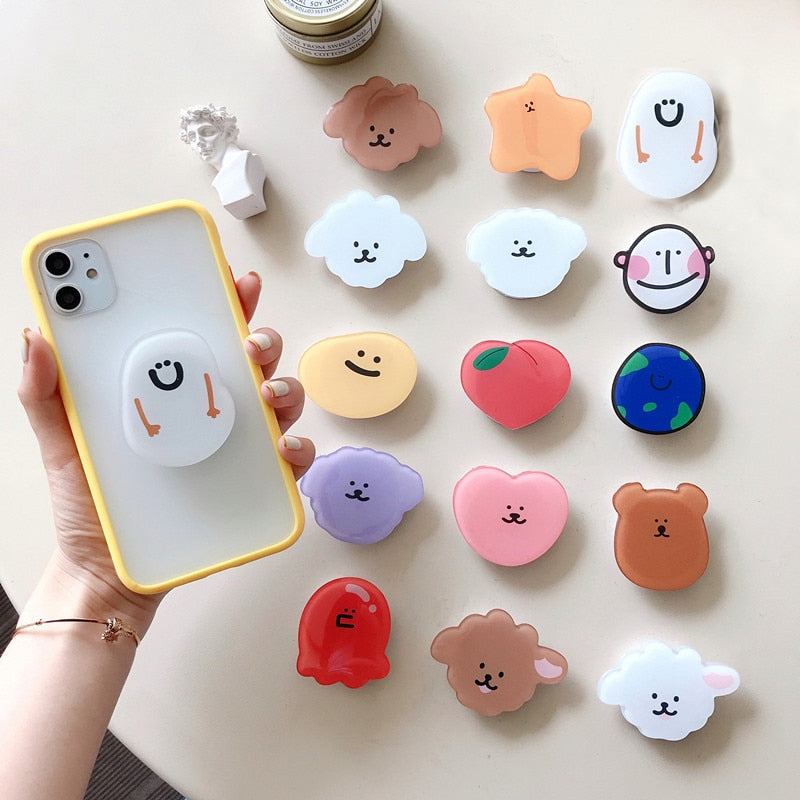 New Hot-selling Universal Cute Cartoon Foldable Mobile Phone Finger Ring Bracket Handle Airbag Bracket Accessories For iPhone freeshipping - Best iPhone Cases Accessories