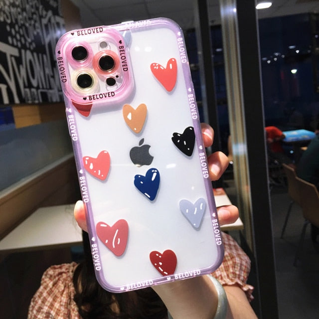 Colorful Cute Wave Poin Clear Phone Case For iPhone 13 Pro MAX 12 11 X XS XR 7 8 Plus Fashion Transparent Soft Shockproof Cover freeshipping - Best iPhone Cases Accessories
