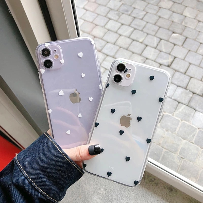 Phone Case For iPhone 13 12 11 6 6s 7 8 Plus X XR 11Pro XS Max Transparent Cute Cartoon Love Heart Soft TPU For iPhone 12 Cover freeshipping - Best iPhone Cases Accessories