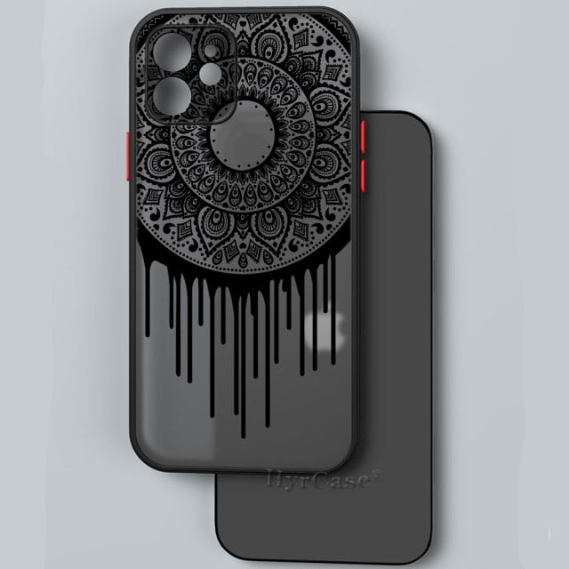 Black Lotus Floral and Feather Print Lace Flower Case For iPhone with Hard Matte Cover freeshipping - Best iPhone Cases Accessories