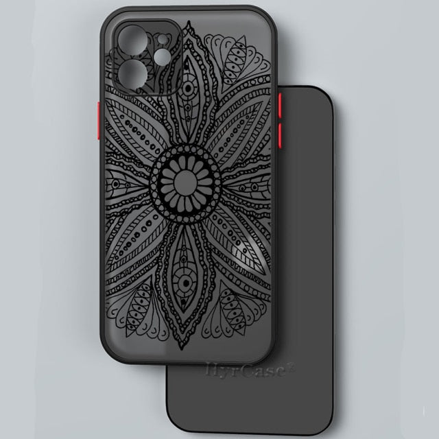 Black Lotus Floral and Feather Print Lace Flower Case For iPhone with Hard Matte Cover freeshipping - Best iPhone Cases Accessories