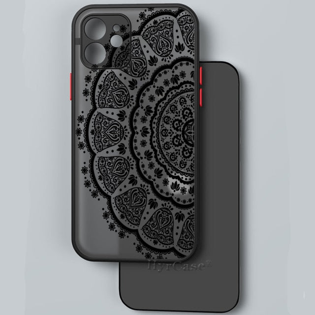 Black Lotus Floral and Feather Print Lace Flower Case For iPhone with Hard Matte Cover freeshipping - Best iPhone Cases Accessories