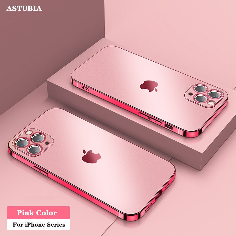 Colored Square Plating Transparent Soft Thin TPU Case For iPhone 12 and below freeshipping - Best iPhone Cases Accessories