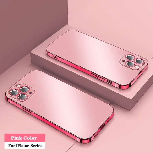 Colored Square Plating Transparent Soft Thin TPU Case For iPhone 12 and below freeshipping - Best iPhone Cases Accessories