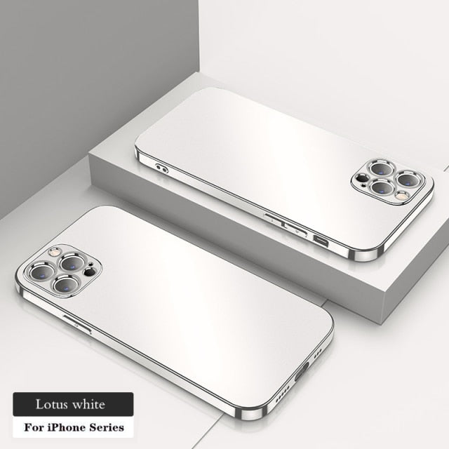 Colored Square Plating Transparent Soft Thin TPU Case For iPhone 12 and below freeshipping - Best iPhone Cases Accessories