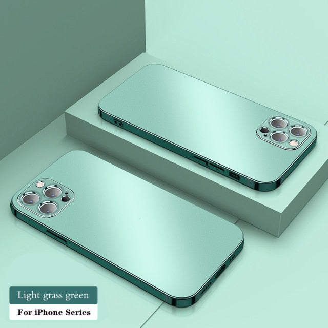 Colored Square Plating Transparent Soft Thin TPU Case For iPhone 12 and below freeshipping - Best iPhone Cases Accessories