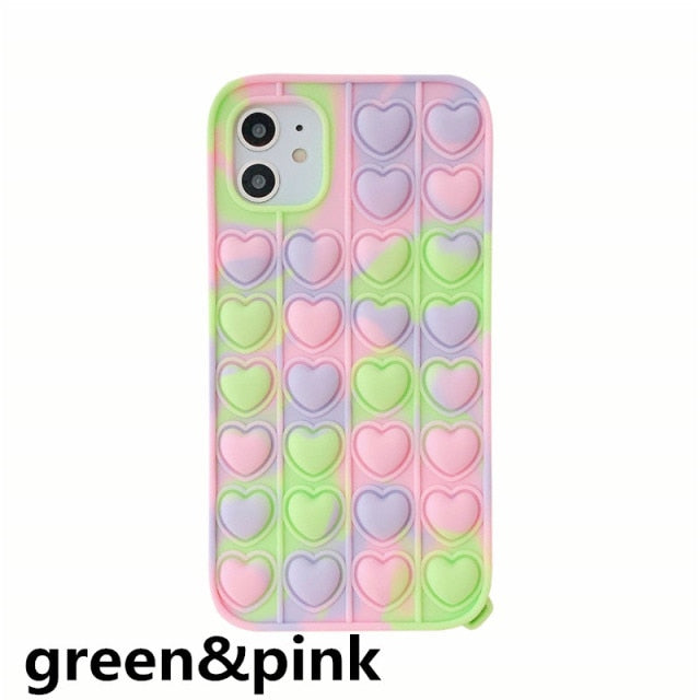 Push Bubble Relieve Stress Case for IPhone 11 12 13 Mini Pro XS Max Xr X 6s 7 8 Plus Silicone Soft Pop Fidget Toys Rainbow Cover freeshipping - Best iPhone Cases Accessories