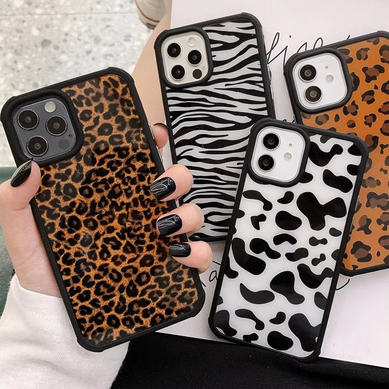 Leopard Print Milk Cow Zebra Stripe Phone Case For iPhone 13 12 11 Pro Max Mini XR X XS 7 8 Plus SE 2020 Hard Back Cover freeshipping - Best iPhone Cases Accessories