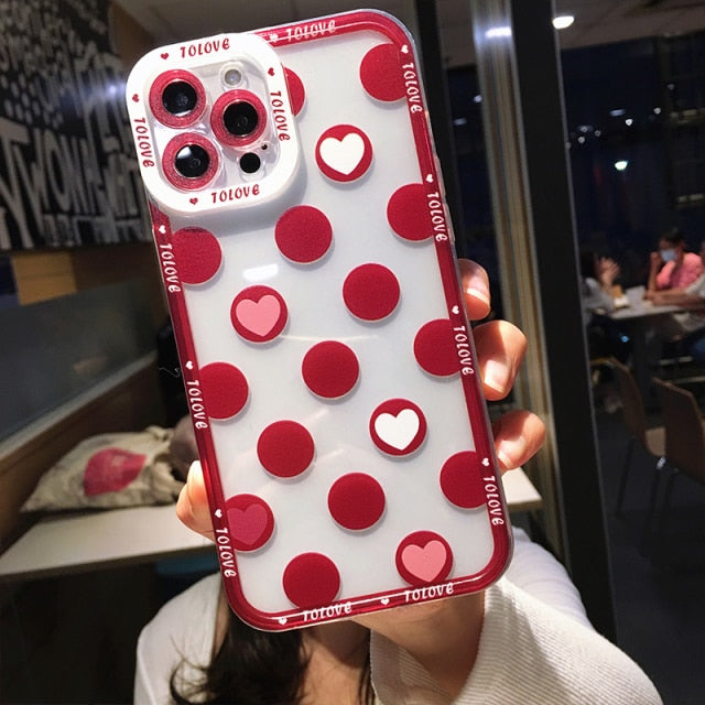 Colorful Cute Wave Poin Clear Phone Case For iPhone 13 Pro MAX 12 11 X XS XR 7 8 Plus Fashion Transparent Soft Shockproof Cover freeshipping - Best iPhone Cases Accessories