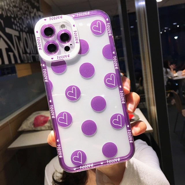 Colorful Cute Wave Poin Clear Phone Case For iPhone 13 Pro MAX 12 11 X XS XR 7 8 Plus Fashion Transparent Soft Shockproof Cover freeshipping - Best iPhone Cases Accessories