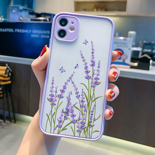 Hand Painted Phone Case For iphone X XS MAX XR Flower Cover Hard Shockproof Case For iPhone 6s 7 8 Plus SE 2 13 12 11 pro MAX freeshipping - Best iPhone Cases Accessories